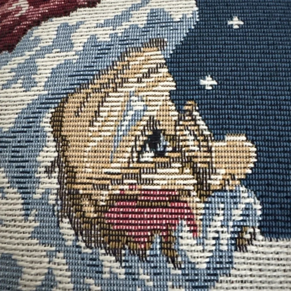 Vintage Santa Moon Joy To The World Needlepoint Throw Pillow